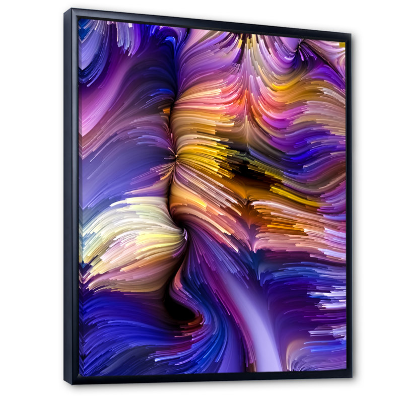 Élégance de liquide Art IV - art mural moderne sur toile, H 12 po x l 8 po x P 1 po, Cadre flottant noir