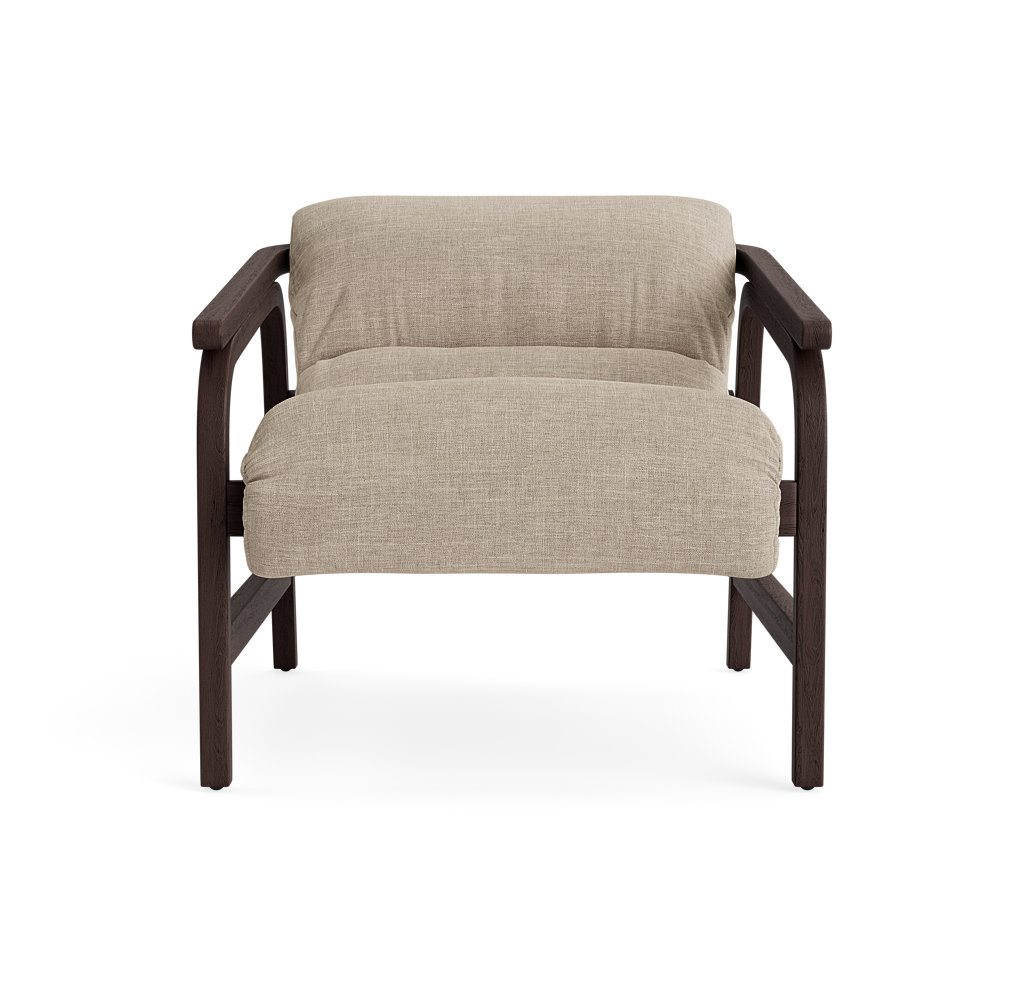 Cellire Linen Accent Chair, Taupe Polyester, Dark Brown Wood/Java