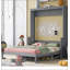 Lit escamotable avec tablette, plate-forme enveloppante avec lumières DEL et tiroirs de rangement pour les chambres à coucher modernes