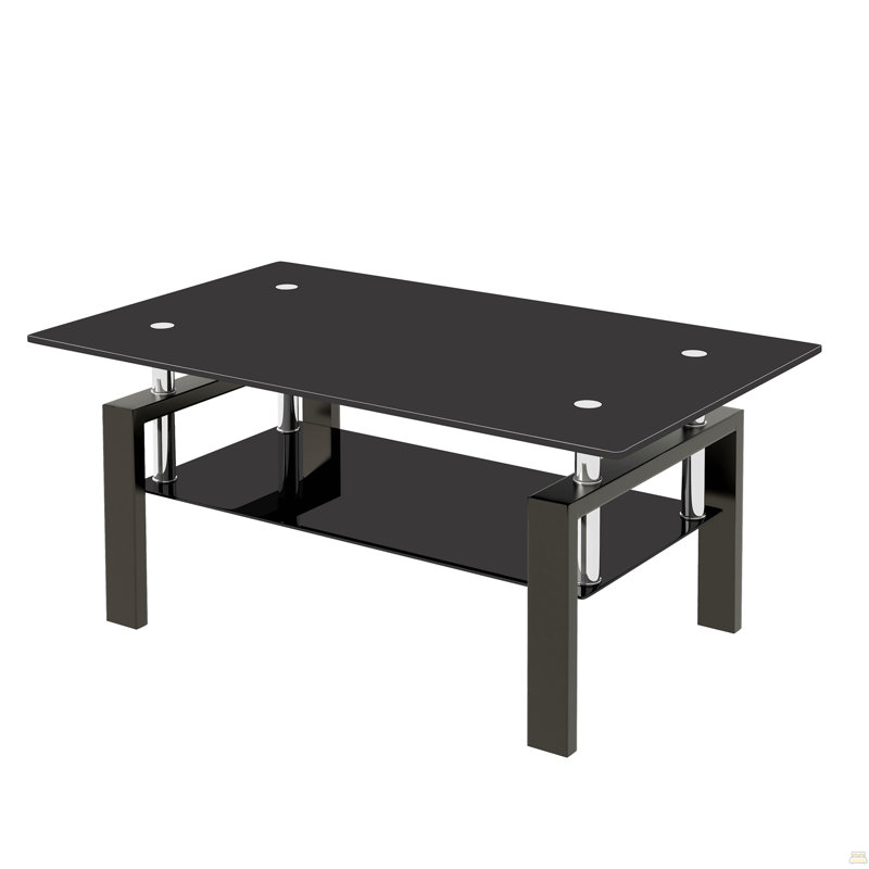 Table basse en verre trempé noir, Clear / Black