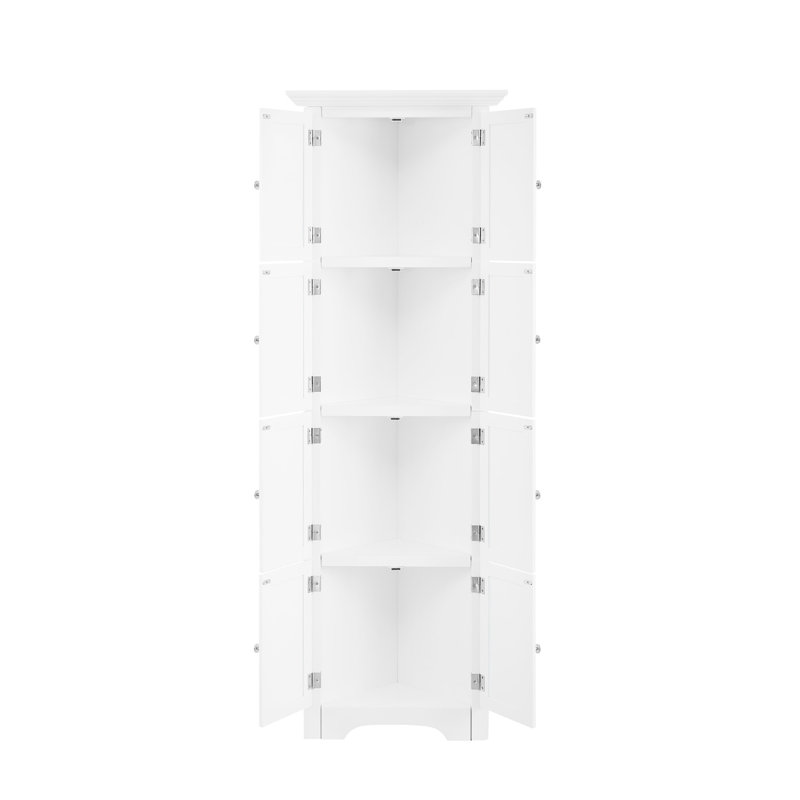 Modern White Storage Cabinet With 4 Shelves - For Living Room, Bedroom, Kitchen, Bathroom Strong 4-shelf Tall Stable Frame Fits Bathroom, Office
