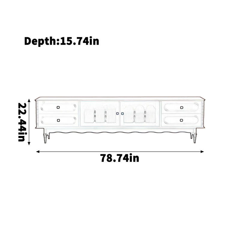 Meuble télé Rustic, H 22,44 po x L 78,74 po x l 15,74 po