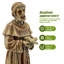 Statue de jardin religieuse représentant saint François, le protecteur de la nature avec mangeoire à oiseaux