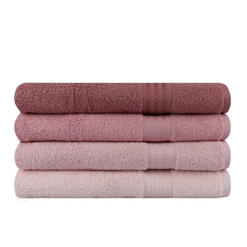 Mayur 4 Pieces Bath Towel Same-Size Bale, Powder/Pink/Dusty Rose