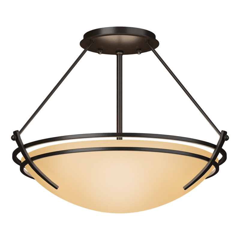 Tryne Semi Flush Mount, Sand, 12.5" H x 16.4" W x 16.4" D, Oil Rubbed Bronze