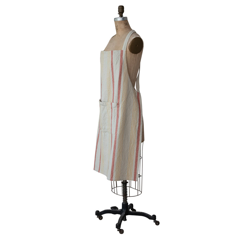 Artisan-Striped Cotton Kitchen Apron