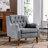 Accent Chair, Living Room Chair, Footrest Chair Set with Vintage Brass Studs-131706803