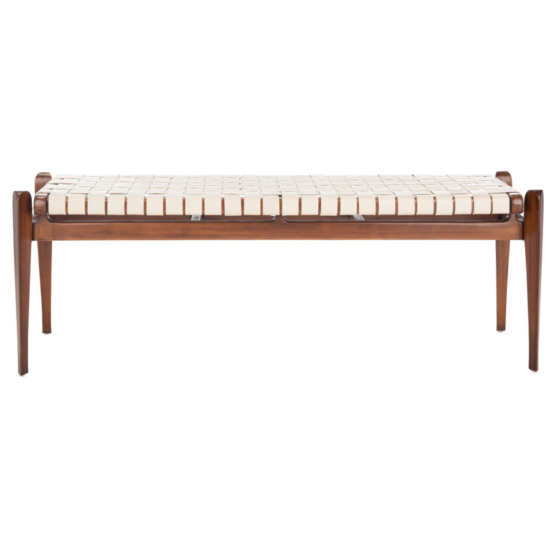 Dilan Leather Bench, White Top Grain Leather