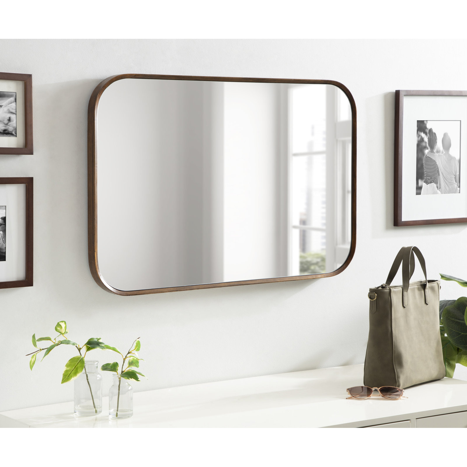 Roberts Accent Mirror, Walnut Brown, 34" x 22.25"