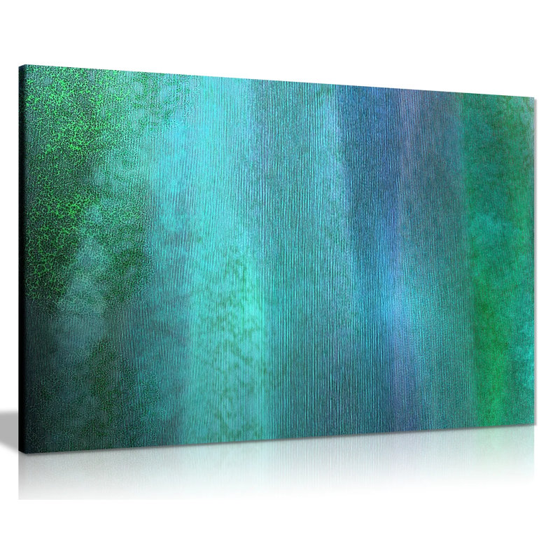 Abstract Blue Teal Grunge - Wrapped Canvas Painting, 41cm H x 61cm W
