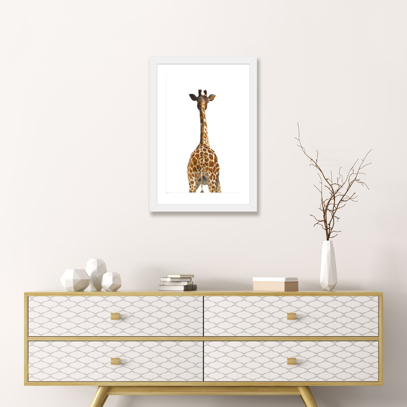 Art girafe bout à bout, Papier avec cadre blanc, H 24 po x l 16 po x P 1 po