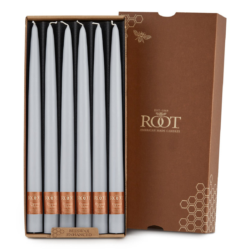 12 Piece Unscented Taper Candle Set, 12" H x 0.88" W x 0.88" D, Platinum