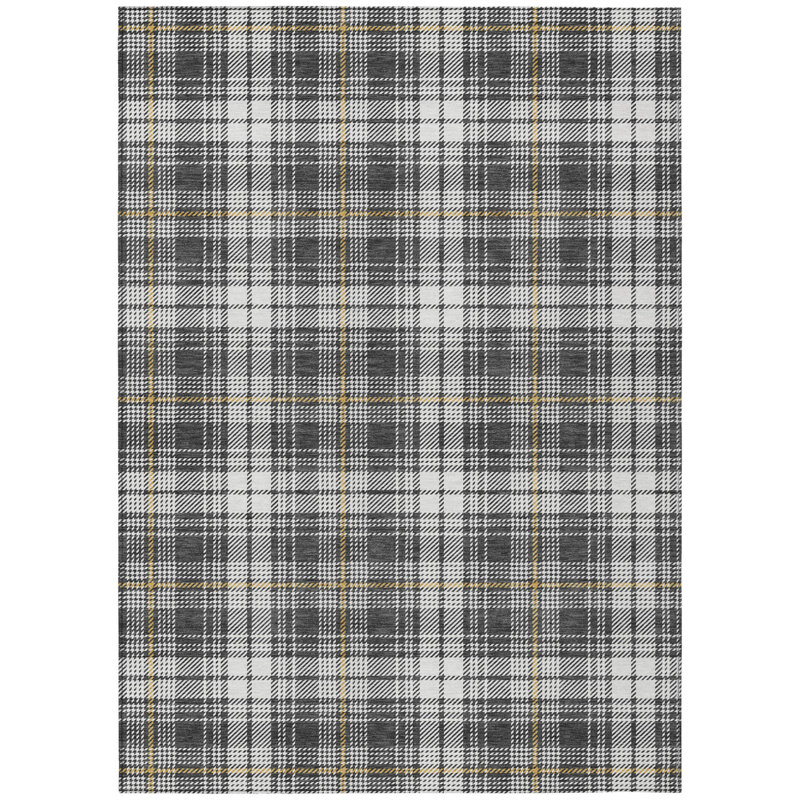 Tapis d'intérieur lavable à carreaux gris anthracite 5 pi x 8 pi