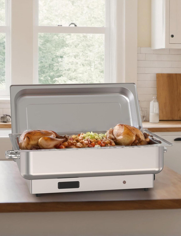 Ensemble de 2 réchauds électriques 9QT avec contrôle de la température, chauffe-buffet en acier inoxydable