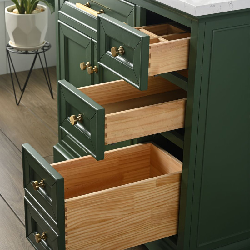 Thompson 36" W Single Bathroom Vanity, Evergreen/Brushed Gold