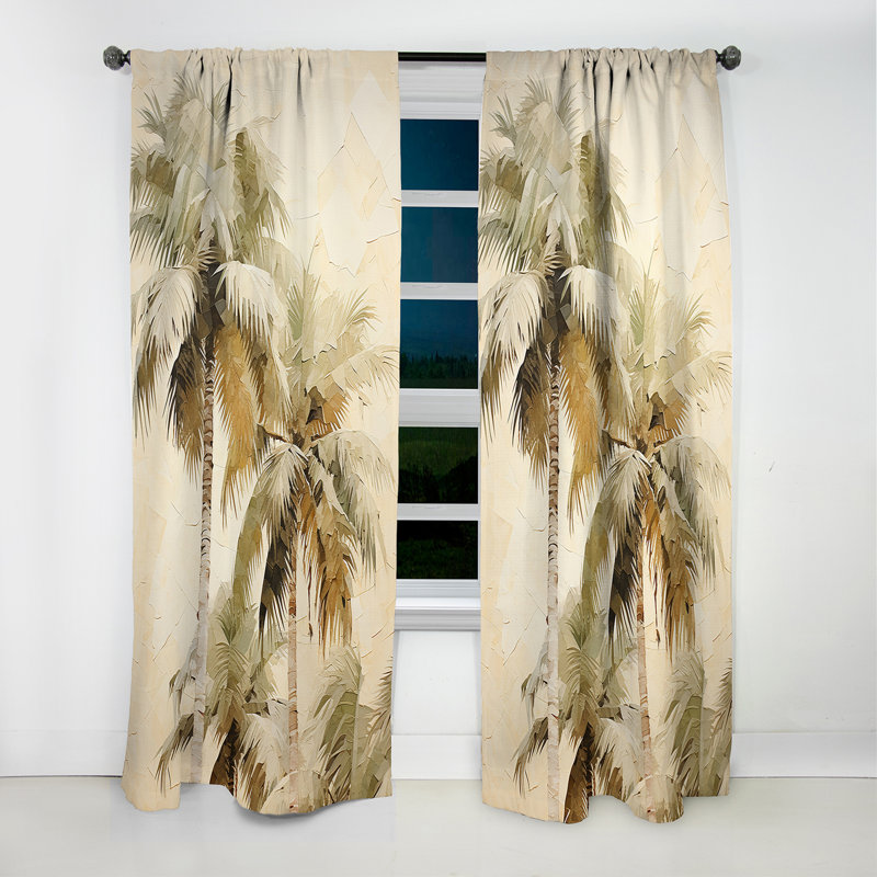 Palmier Desert Oasis IV - Rideau palmiers - Rideau occultant à motif floral - 1 panneau, 52" W x 90" L