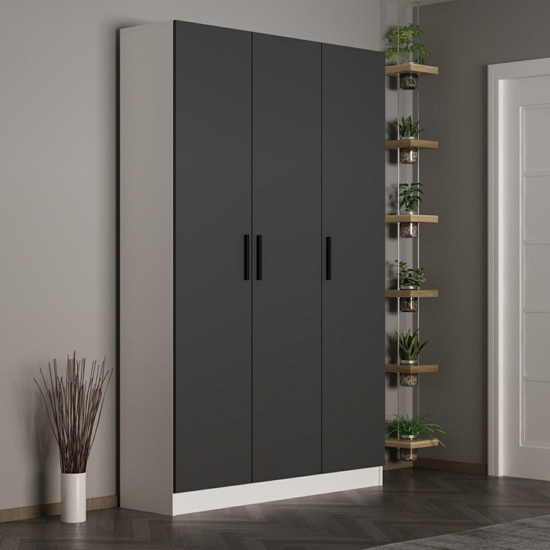 Meuble de couloir moderne, couleur anthracite, 53,1 po x 82,7 po x 13,8 po | 100% panneau de particules enduit de mélamine, épaisseur: 0,7 pouce | Solution de rangement élégante et fonctionnelle pour les entrées, design durable et contemporain