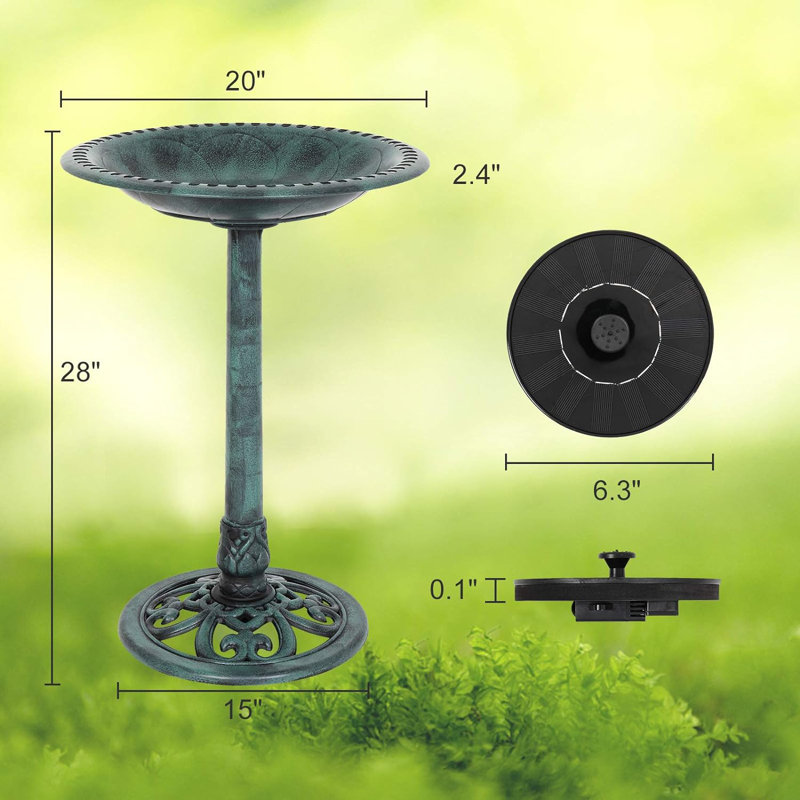 Salome Plastic / Acrylic Fountain Birdbath, Green