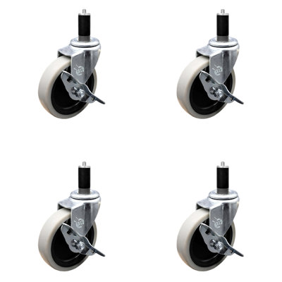 Ensemble de 4 roues extensibles en thermoplastique de 1 1/4 po avec freins