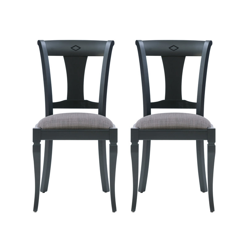 Edib 20'' H Linen Upholstered Beech Side Chair, Gray, Black