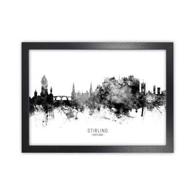 Stirling Scotland Skyline Black White City Name by Michael Tompsett - 1 Piece Wall Art