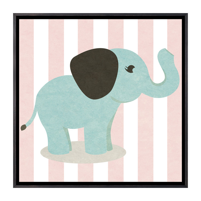 Happy Baby Animals I - impression d'art graphique, H 26 po x l 26 po x P 1,5 po, Toile avec cadre noire patinée, Pas de tapis