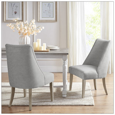 Upholstered Dining Chair Set Of 2 With Reclaimed Wood Legs, Perfect For Farmhouse And Modern Decor.