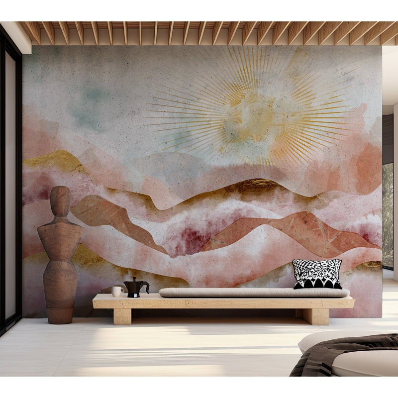 Murale abstraite pelez et collez - montagnes majestueuses, L 41 po x l 57 po