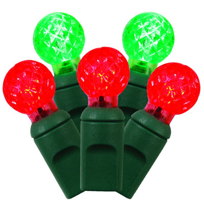 Set of 50 LED G12 Berry Christmas Lights 24' - Green Wire