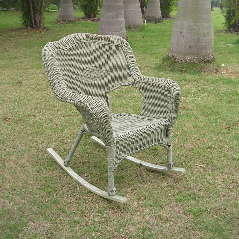 Chaise berçante de patio en résine Hishen, Couleur mousse vieillie