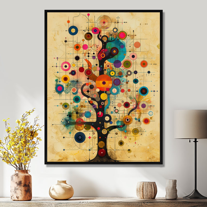 «Tree Of Vibrant Memories», impression d'art mural paysage abstrait, Cadre flottant noir, H 20 po x l 12 po x P 1 po