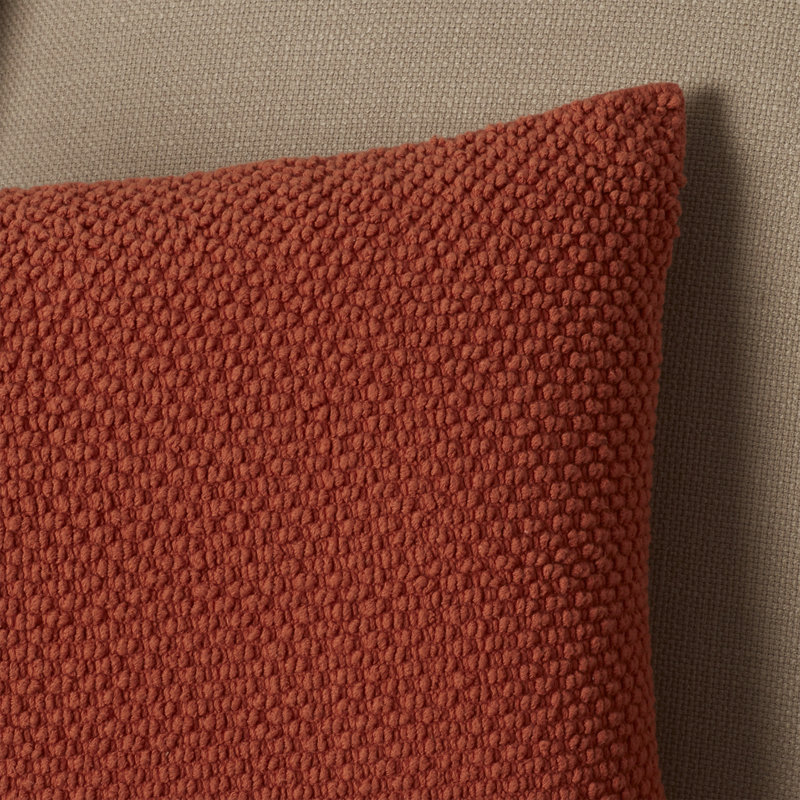 Housse de coussin carré en coton Mansel, Orange foncé, Carré de 20 po, Polyester