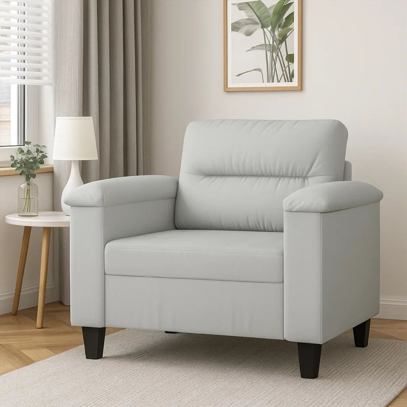 Canapé-fauteuil, microfibre grise, pieds fuselés, 35 po