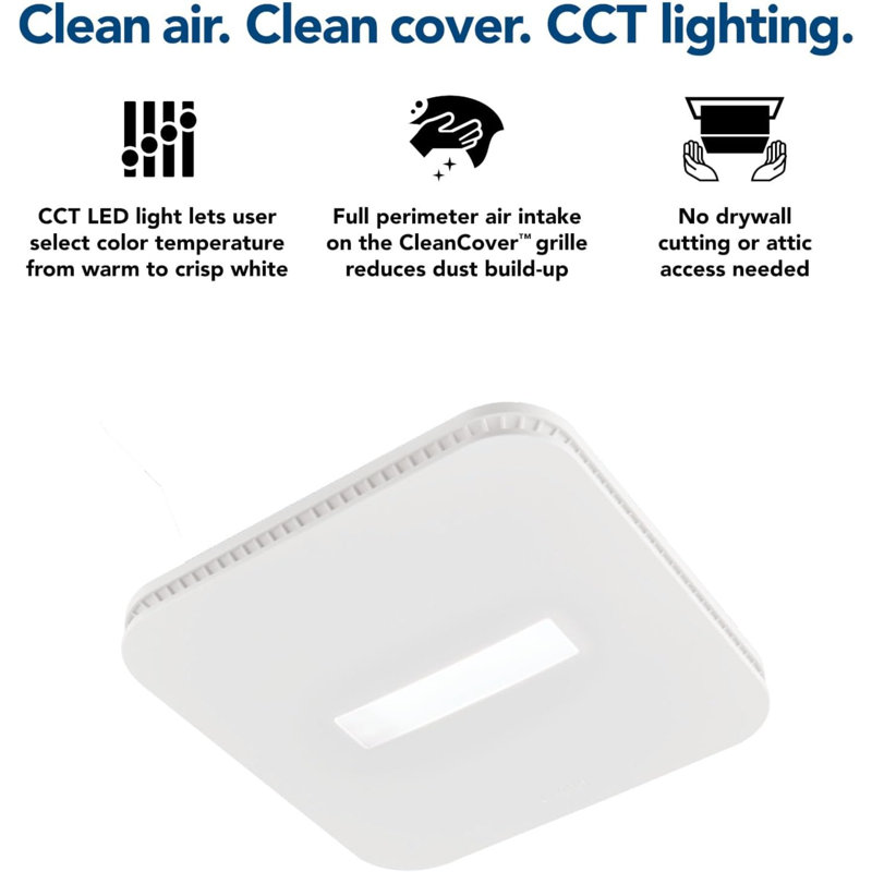 White LED Ceiling Mount Bathroom Exhaust Fan with Clean Cover