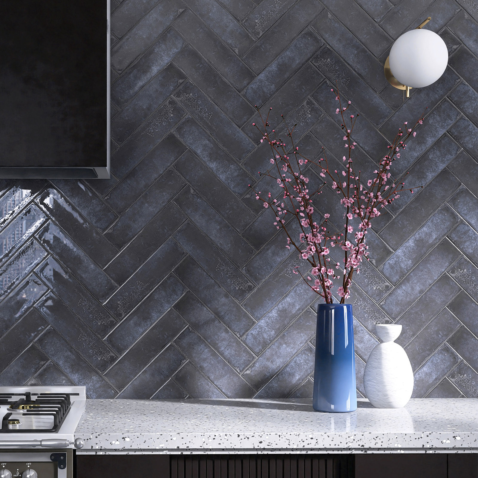 Iris 3" x 12" Ceramic Subway Wall Tile, Azul Blue