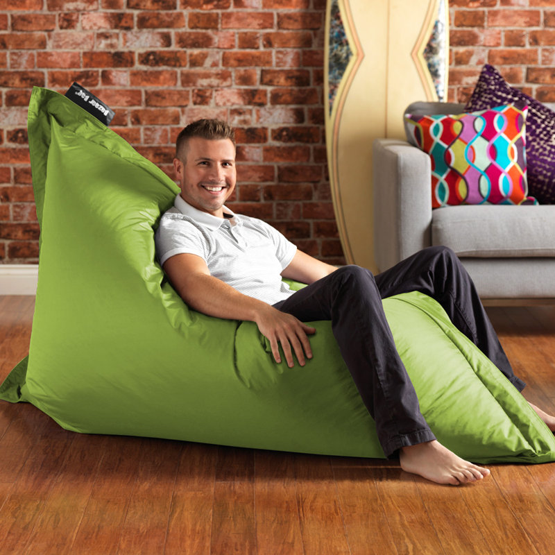 Polyester Outdoor Friendly Refillable Bean Bag Chair, Lime Green