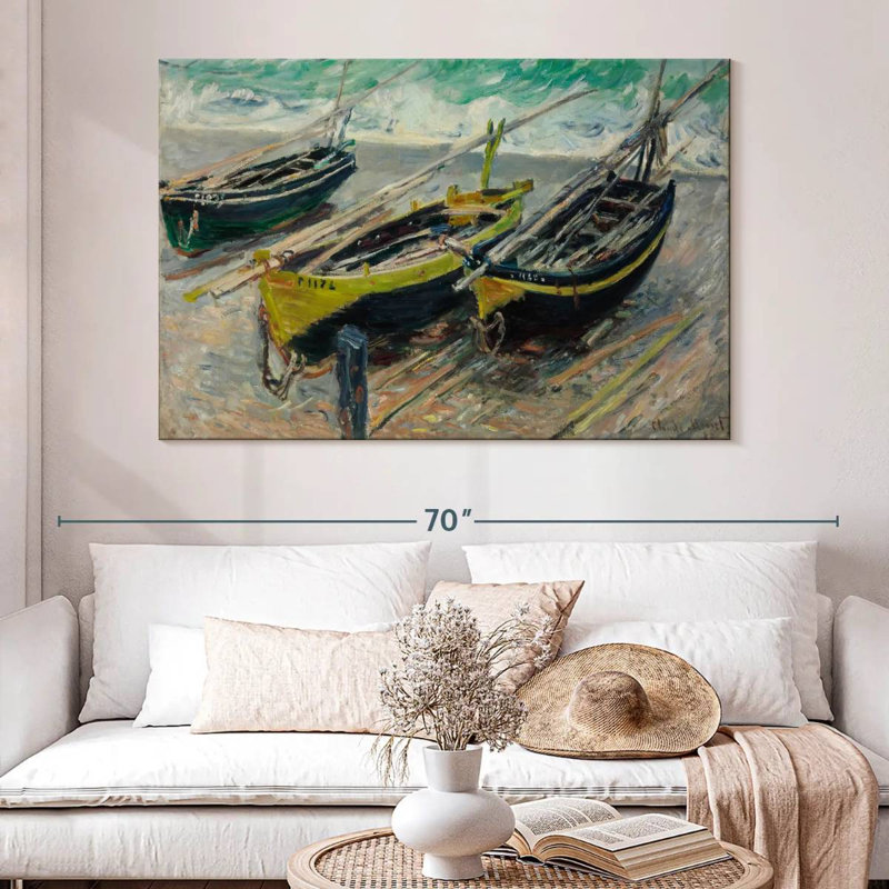 Trois bateaux de pêche Mehar 1886, H 34 po x l 51 po