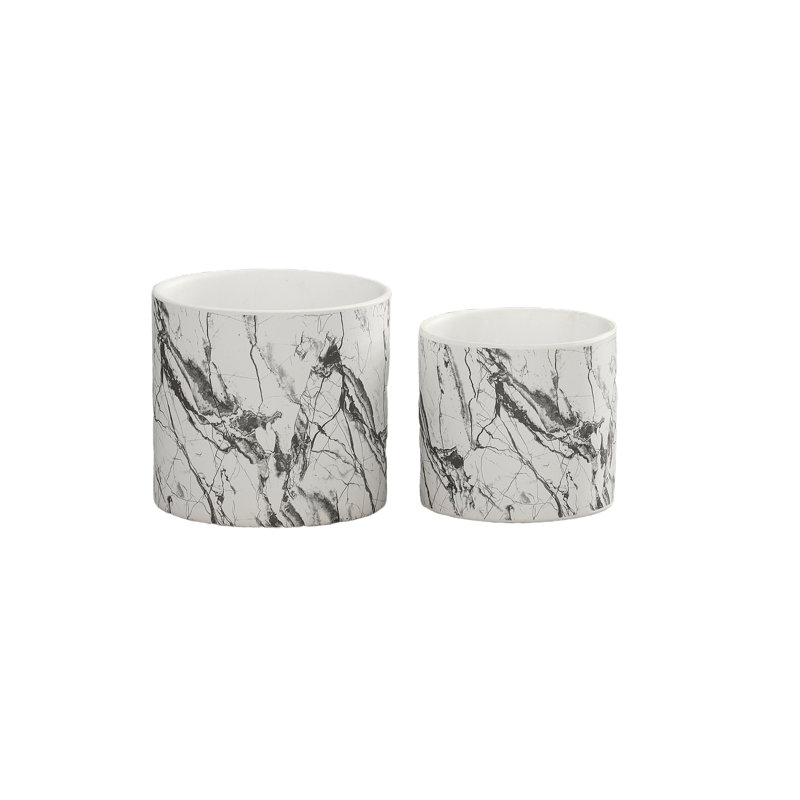 Pot rond en céramique fini mat blanc - H 6,25 po