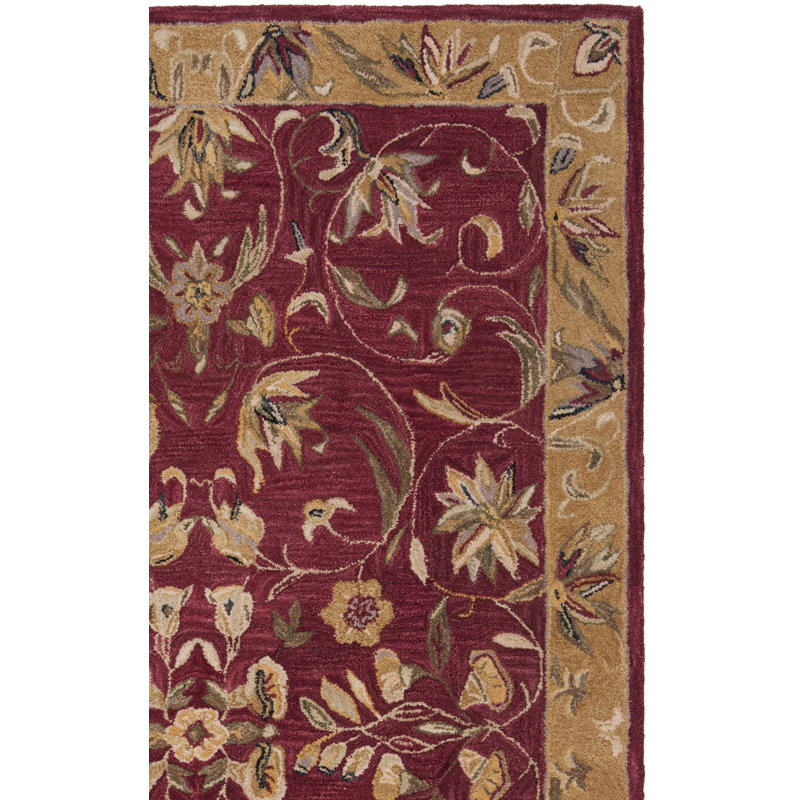 Tapis floral en laine touffeté à la main Bekah, Rectangle 9 pi 6 po x 13 pi 6 po
