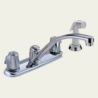 Classic Double Handle Centerset Kitchen Faucet, Avec un jet latéral