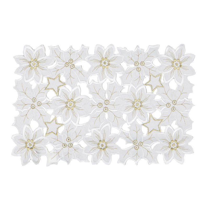 Ensemble de 4 napperons Joy Poinsettia, Blanc