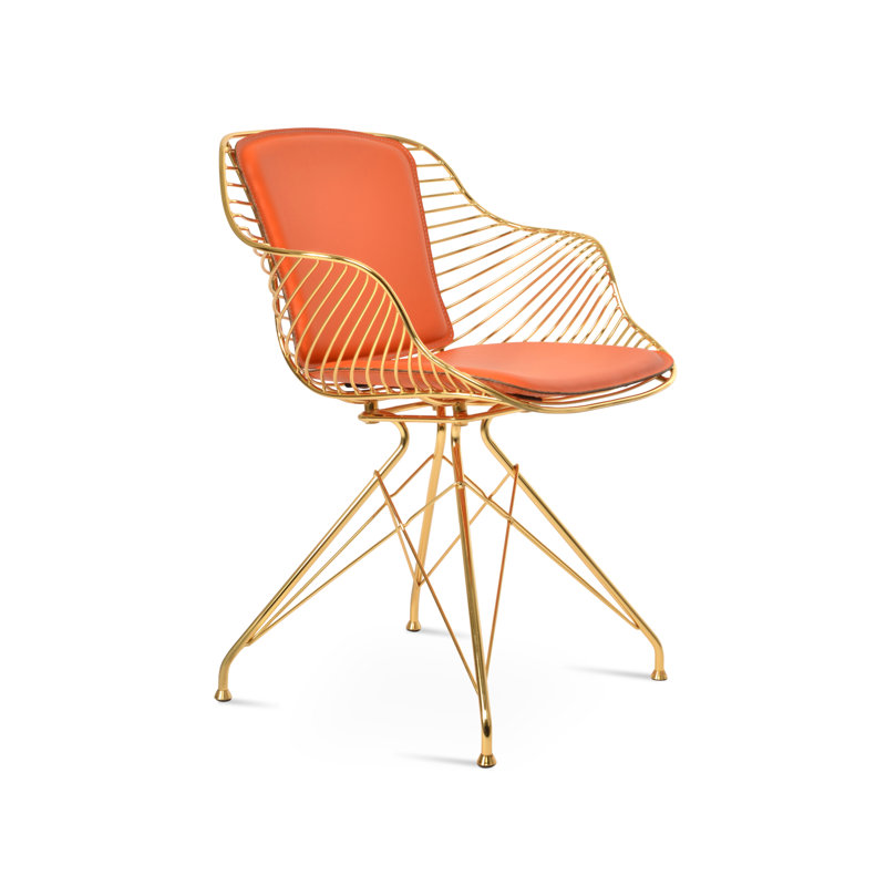 Chaise avec accoudoirs Zebra, Or, Orange