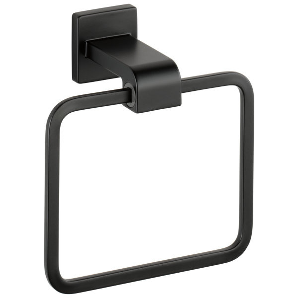 Ara Wall Mount Square Closed Towel Ring Bath Hardware Accessory in Matte Black Delta