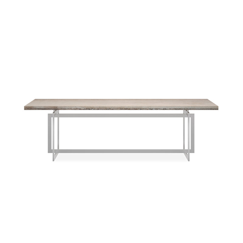 Caracole Classic Stone Dining Table, Silver, Cream