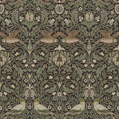 Bird Floral Thicket Wallpaper