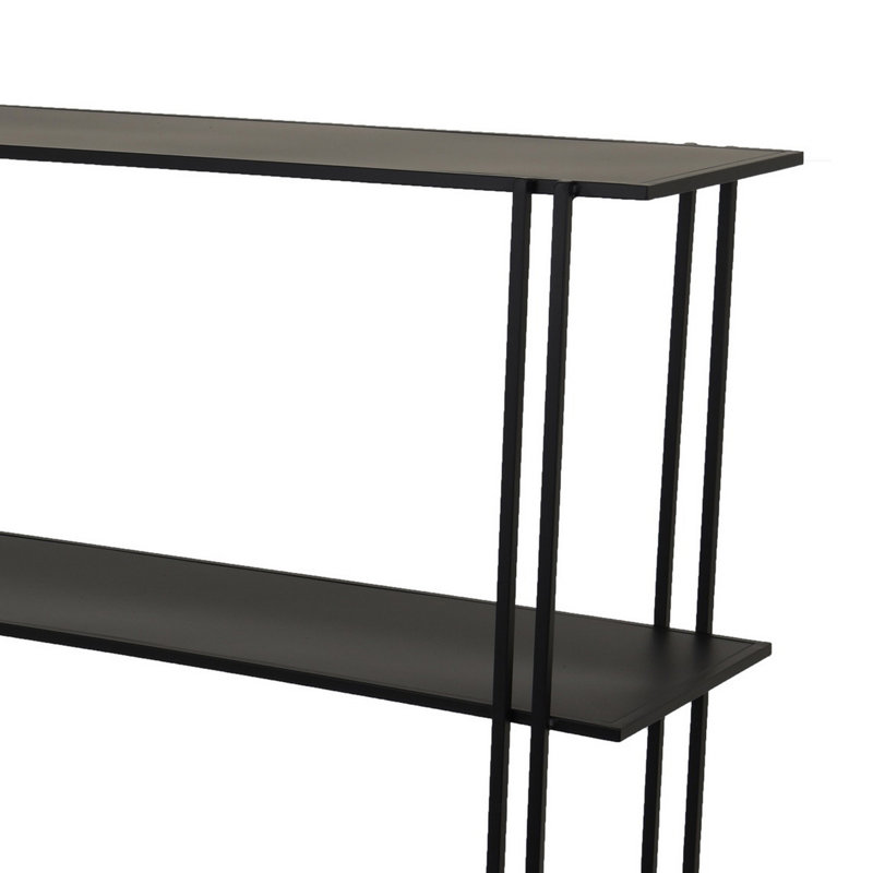 Étagère de rangement à 4 niveaux Rasha, tablettes spacieuses, métal, H 32 po x l 44 po x P 12 po, Noir, noir, noir, noir