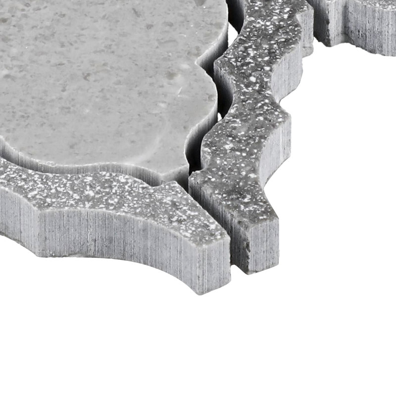 7" x 12" Natural Stone Arabesque Mosaic Wall Tile, Gray