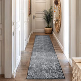 Rambo Modern Arch Pattern Stripe Area Rug Black/Ivory/Grey