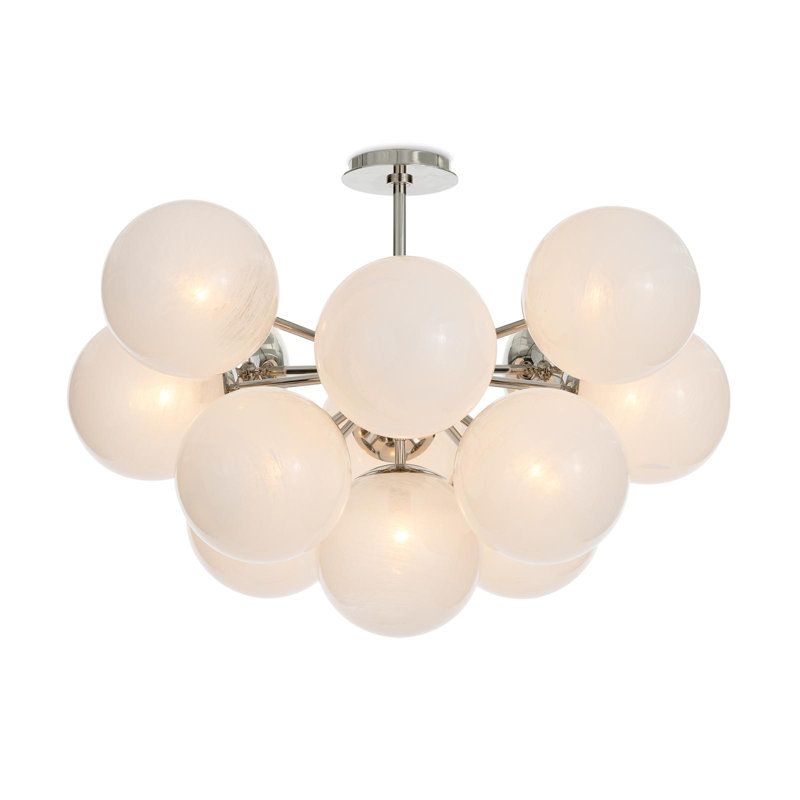 Shine Flush Mount, Swirl Glass, Polished Nickel