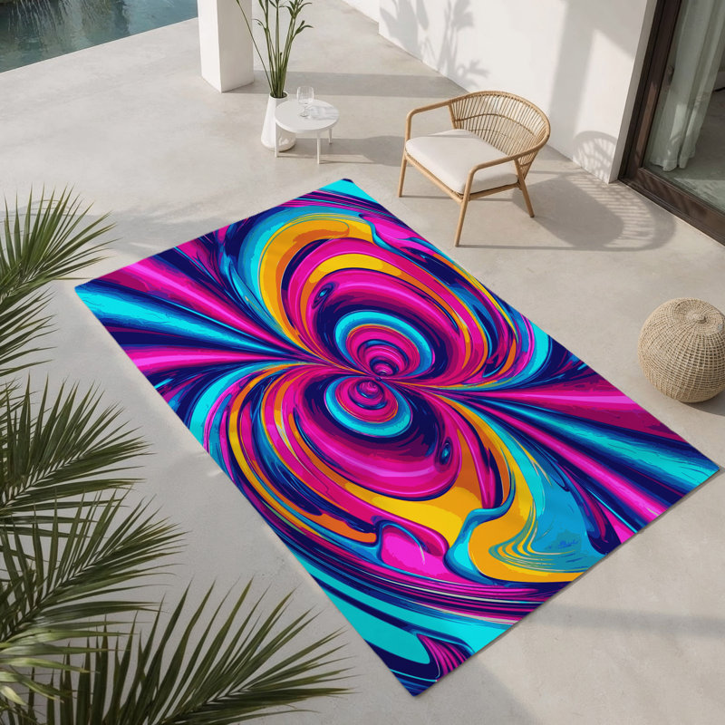 Tapis intérieur et extérieur Hypno Tide, Rectangle 2' x 3'